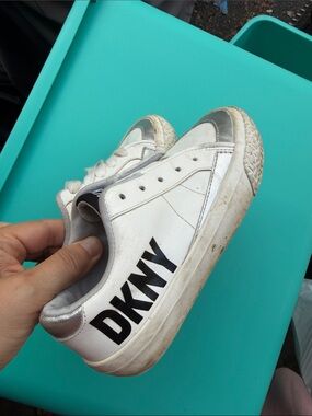 DKNY White Sneakers with Silver Accents for Kids